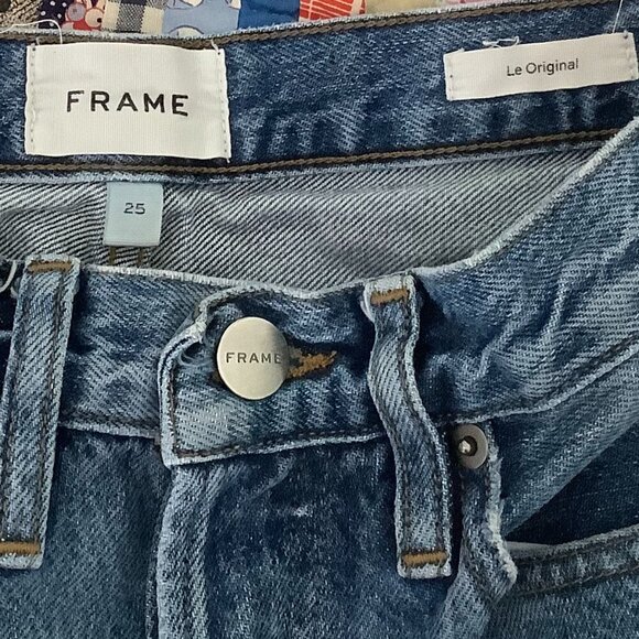 Frame women's jeans 25 Le Original patchwork denim button fly straight leg - Picture 9 of 10